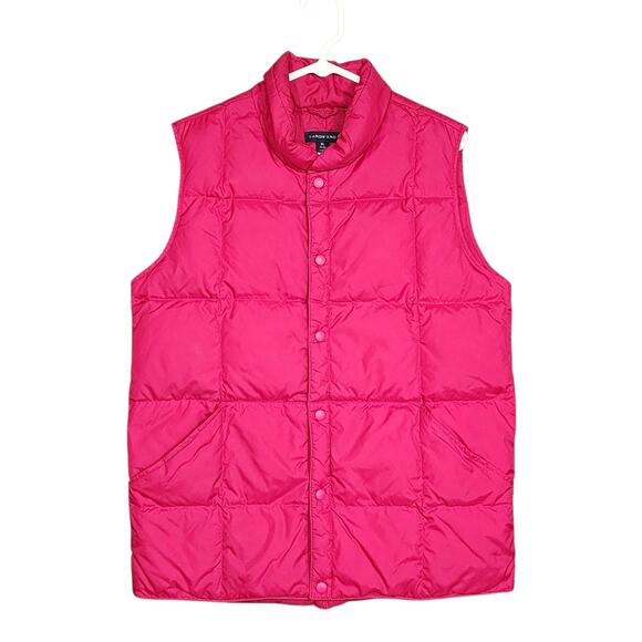 Lands' End Puffer Vest Goose Down Snap Up Quilted Size XL 18/20 Magenta - Picture 1 of 7